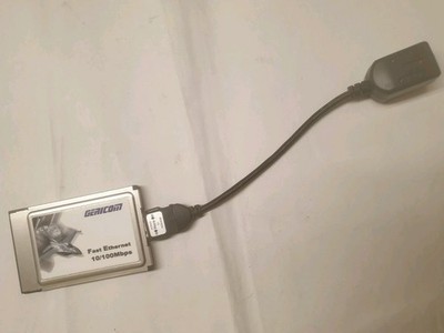 vintage PCMCIA PC card 16 bit ETHERNET 10/100Mbps GÈRICOM RJ45