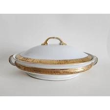 Vintage Z.S. & Co. Bavaria Covered Tureen with 18K Gold Trim – Fair Condition
