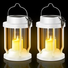 2PCS LED Solar Lantern Hanging Lights Outdoor Yard Patio Garden Waterproof Decor