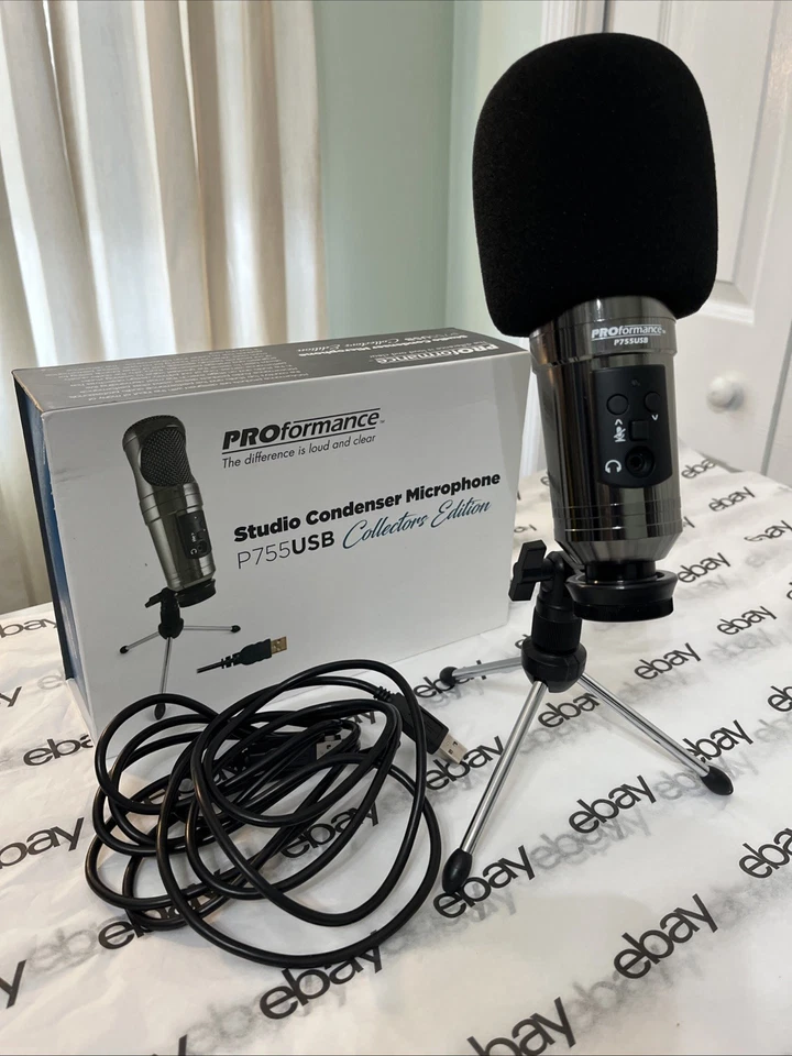 Micrófono condensador de estudio ProFormance P755USB, negro espejo cromado Foto 2 de 4