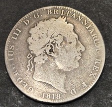 1818 Crown George III Silver Five Shilling Coin