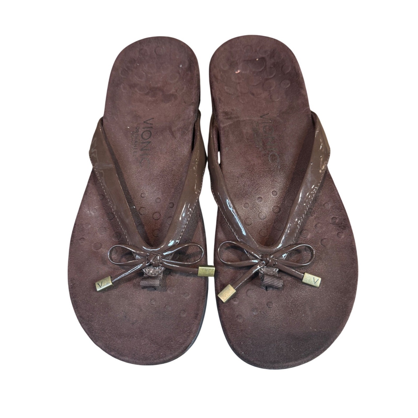Vionic Bella II Flip Flops Sandals Comfort Arch Support Dark Brown Size 9