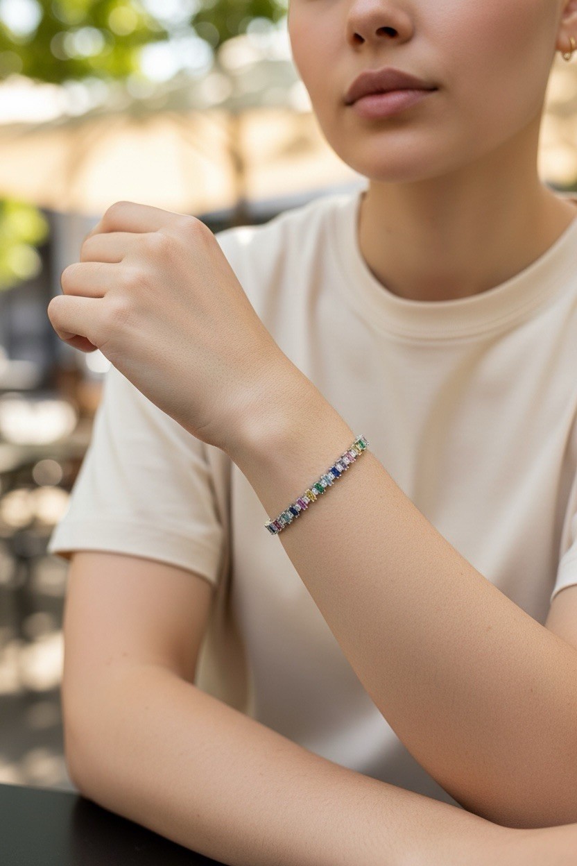 Bracelet multicolore argent à porter au quotidien en été
