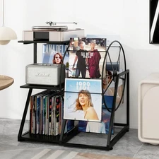 Record Player Stand with Ferris Wheel for Vinyl Display, Turntable Stand with...