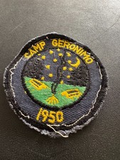 RARE HTF -Original Vintage Camp Geronimo 1950 Boy Scout Patch