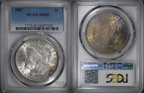 1887 P Morgan Dollar $1 - PCGS MS65 (Monster Reverse Toning!!) Scarce PQ++ #281
