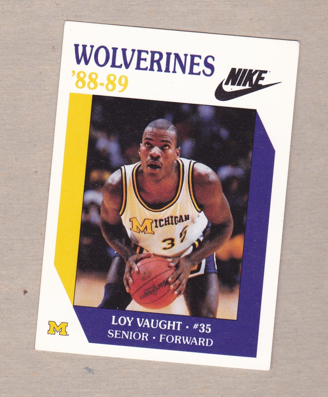 Loy Vaught 1988-89 NIke Michigan Wolverines Rookie card Ex-rmt