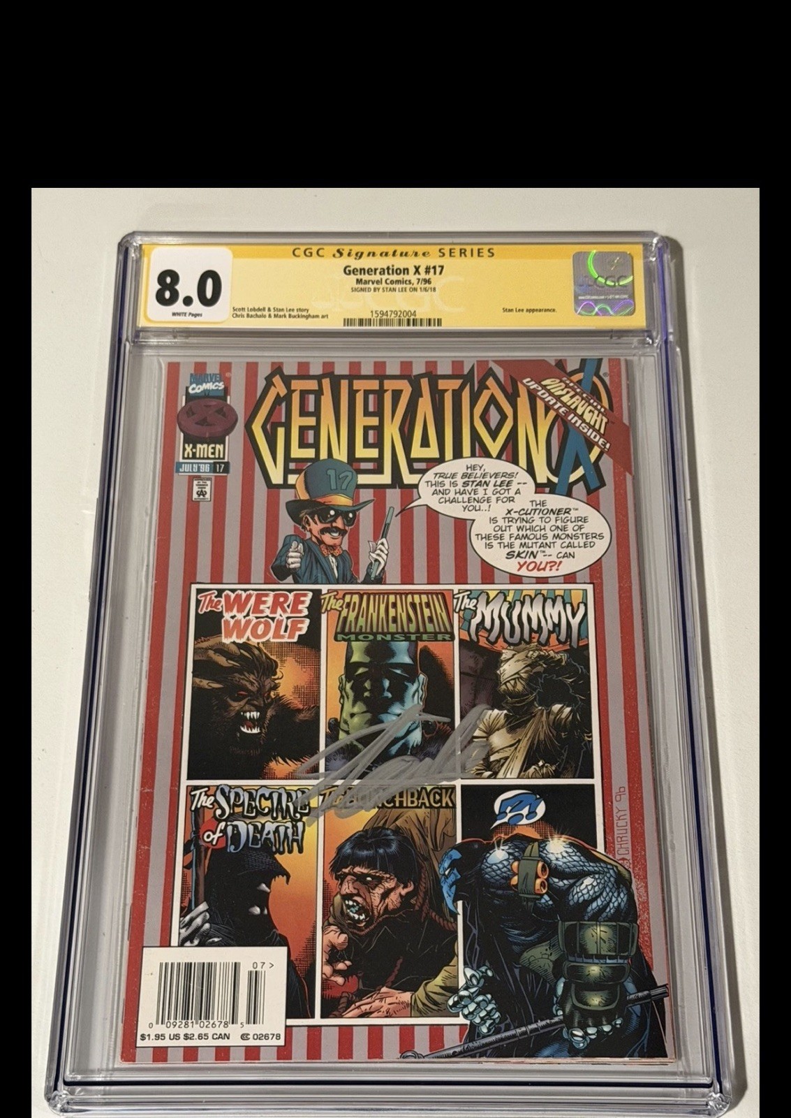 Stan Lee Signed CGC 8.0 SS Generation X #17 Marvel 1996
