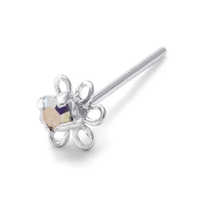 Boucles d'oreilles en argent sterling avec fleur de strass et aurore boréale - Photo 1/4
