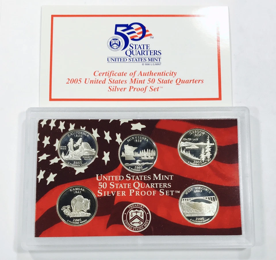 2005 S 50 STATE QUARTERS SILVER PROOF SET! MAGNIFICENT QUALITY PROOFS! NR #K2497 - Image 2 of 4