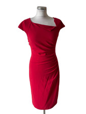 LK BENNETT DAVINA RED CAP SLEEVE PENCIL DRESS SIZE 10