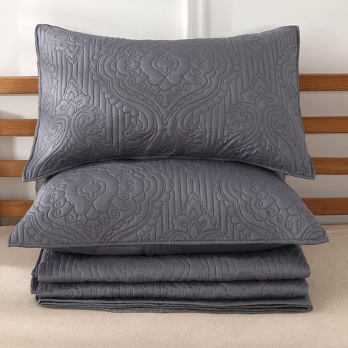 Grey Bedspread Queen Size Summer Thin Quilt Lightweight Reversible Microfiber... - Picture 6 of 6