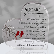 Qunclay 50 Años de Matrimonio Regalo Boda Aniversario Recuerdo Corazón Matrimonio