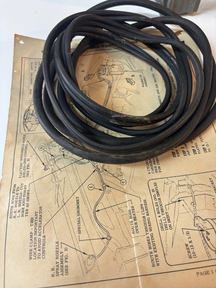 NOS 1958 雪佛兰通用挡风玻璃洗衣机套件 Impala Belair Yoman Biscayne 987808 — 第 4/4 张图片