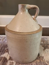 Antique Stoneware Salt Glazed Stoneware Crock Jug with Handle