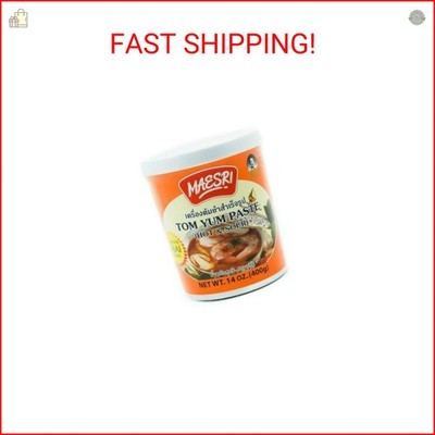 Maesri Tom Yum Paste - Authentic Thai Soup Base - Hot & Sour, 14 Ounce