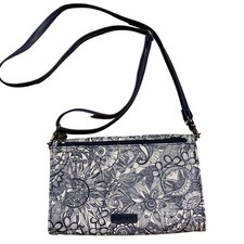 Sakroots Campus Mini Crossbody Blue White Floral Adjustable Strap