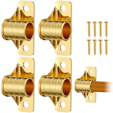 4 PCS Gold Brass Outside Mount Curtain Rod Bracket Set For 3/8 Inch Rodding