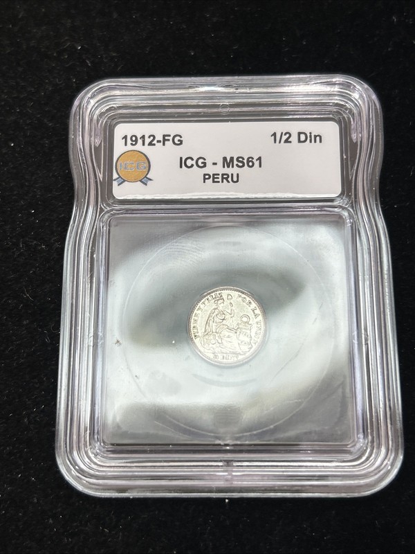 SASA 1912-FG Silver Peru 1/2 Dinero ICG Ms61 Blast White