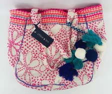 Chloe & Lex Colorful Vibrant Embroidered Handle Bag Purse Boho NWT