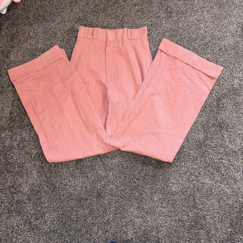 Vintage Anos 70 Sears Juniors Tamanho 13 Rosa Pêssego Perna Larga Flare Bell Bottoms 26x32 - Imagem 3 de 4