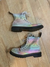 Dr. Martens 1460 Pascal J Iridescent Silver Rainbow Combat Boots Women  s 5 EU 36