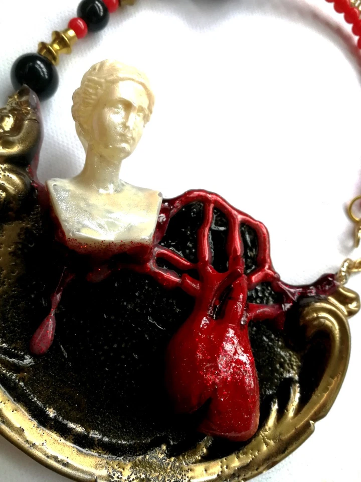 ожерелье женщина роскошь ювелирных изделий винтажный драматический сердце жемчуг баррок подвеска нагрудник - Изображение 4 из 4