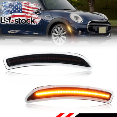 2X Smoke Lens Amber LED Front Side Marker Light For Gen3 MINI Cooper F55 F56 F57