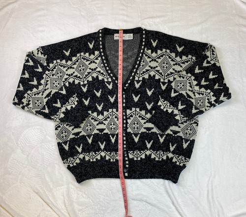 Vintage 80s Mcgregor Cardigan Black/White 4XL - Picture 2 of 7