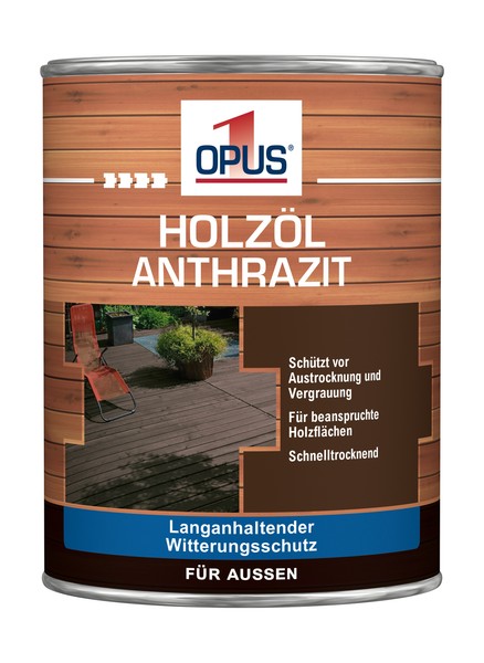 Opus1 HolzöL Anthrazit 2,5L öLend ÖL AußEn Anthrazit Grau Sauber, TragfäHig, Tr-image