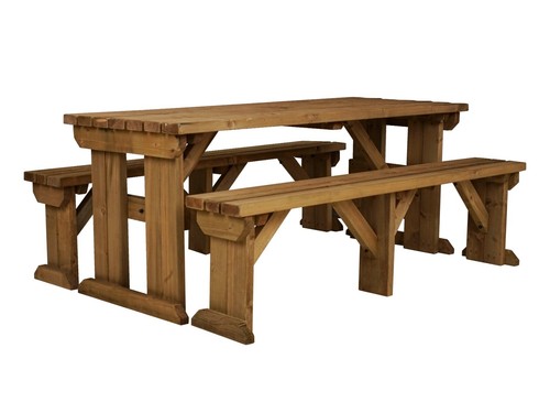 Picnic Table and Bench Set Wooden Outdoor Garden Furniture, Aspen Heavy Duty - Picture 60 of 66