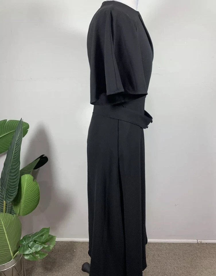 Vestido MIDI Pearl By Lela Rose para mujer talla 2 negro crepé fluido negro Foto 4 de 4