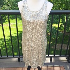 Cable & Gauge Champagne Colored Short Sequin Dress