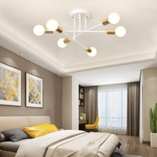 6 Head Semi Flush Mount LED Ceiling Light Fixture Rustic Sputnik Pendant Light