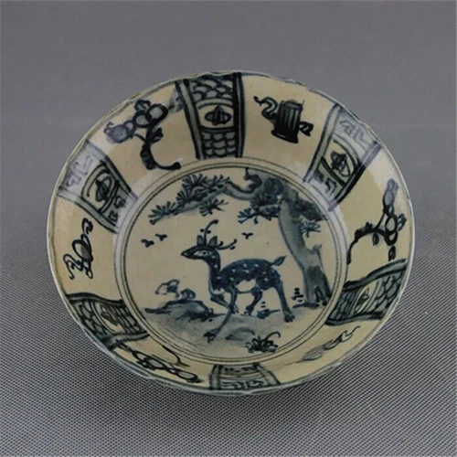 Exquisite Chinese Classical Blue and White Porcelain Antique Bowl Painted Deer