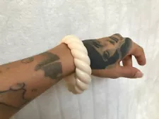 Bracelet Bangle Resin Beige Twisted Spiral Retro 60s Original