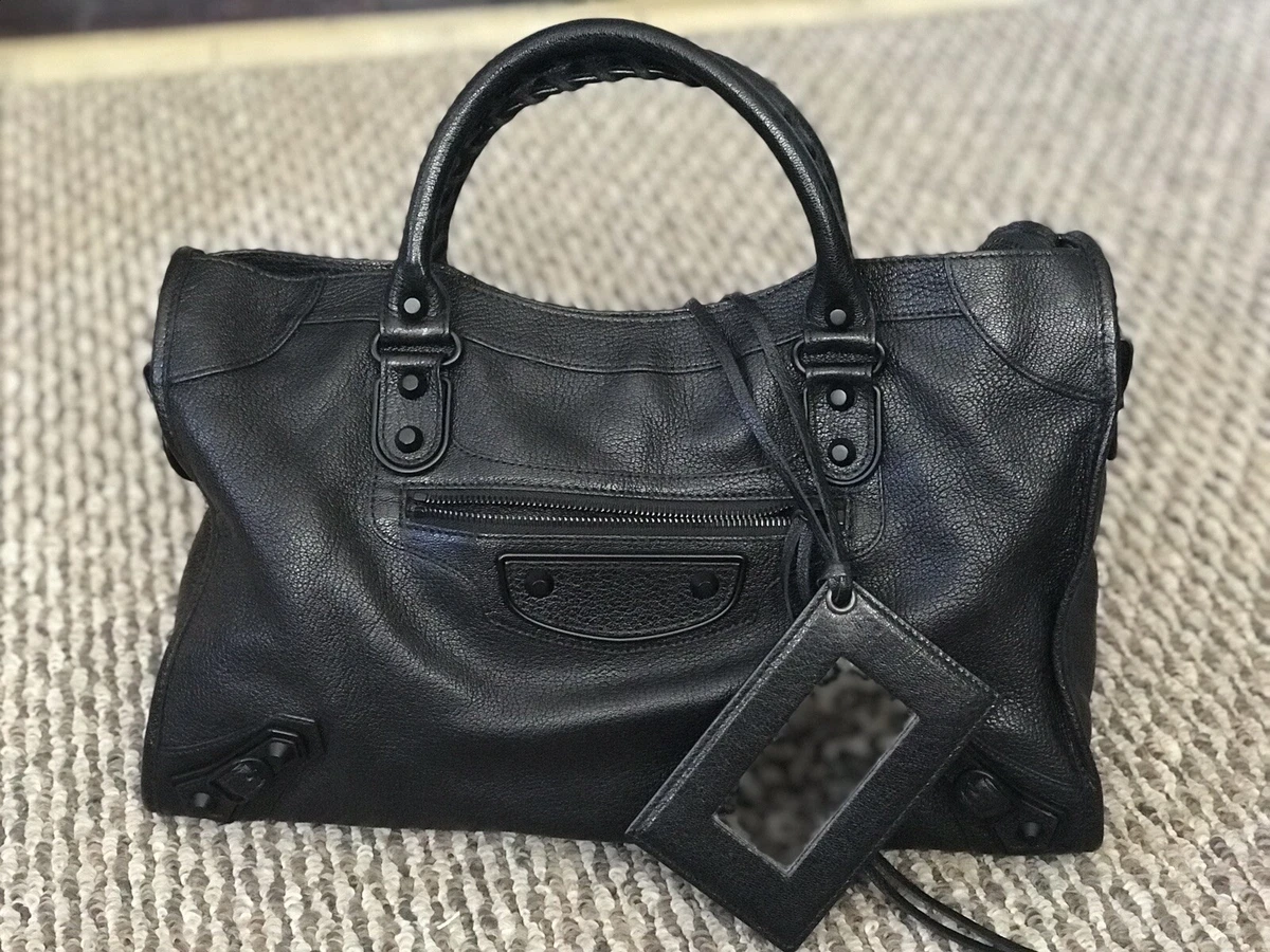 Balenciaga all black, classic Metallic Edge City Bag