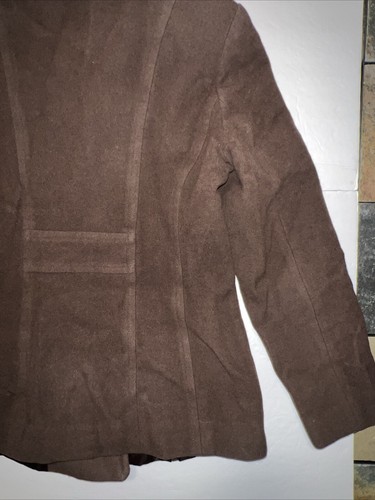 Anne Klein Pea Coat Women’s Medium Brown Wool Blend Classic Winter Lined - Picture 18 of 19