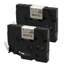 2PK Black on White Label Tape For Brother TZe-221 TZ-221 PT-1290 P-touch 9mm 8m