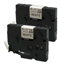 2PK Black on White Label Tape For Brother TZe-221 TZ-221 PT-1290 P-touch 9mm 8m