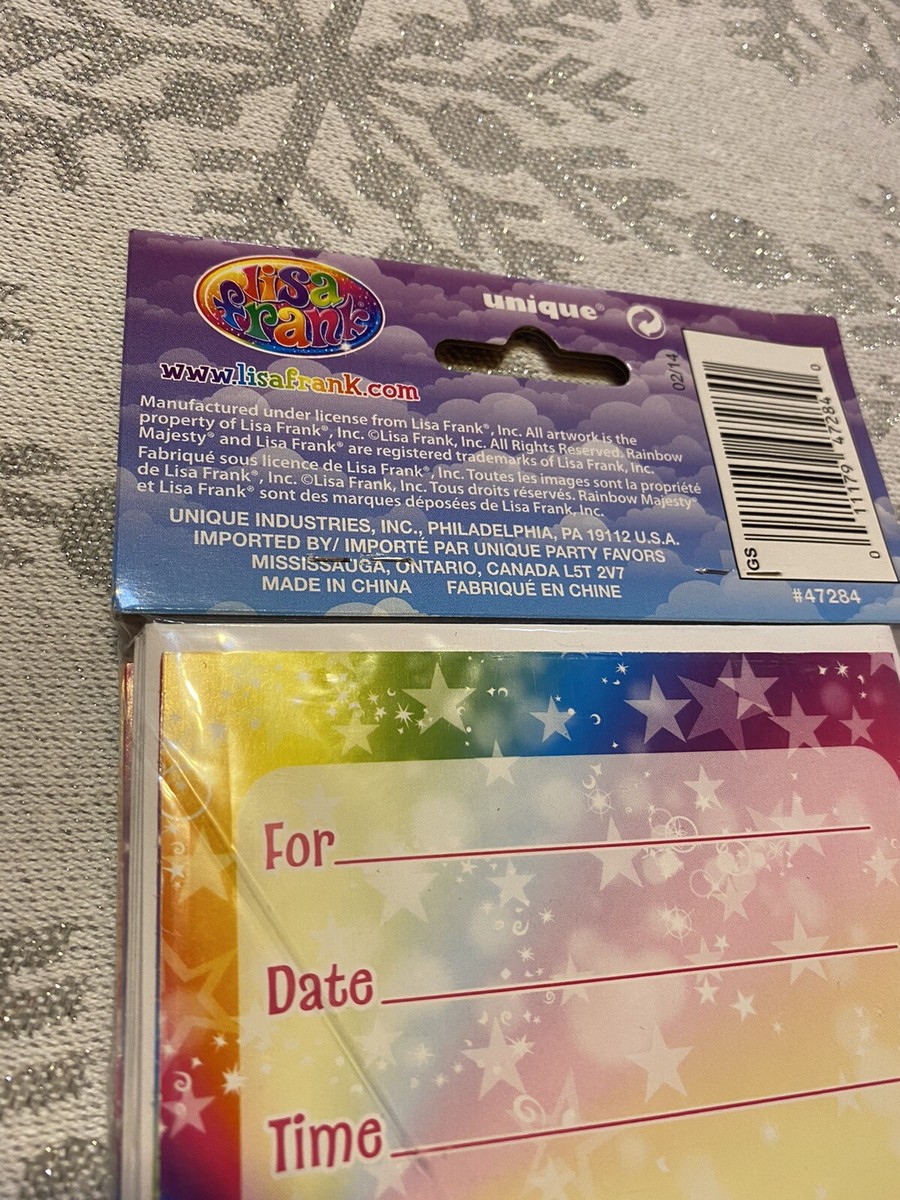 Lisa Frank Party Invitations Birthday 8 Count Markie | eBay