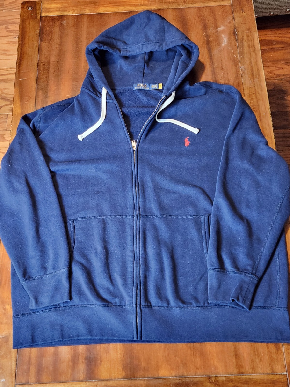 Felpa con cappuccio Polo Ralph Lauren cerniera intera blu navy pony 2XLB