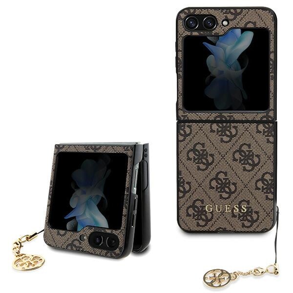 Phone Case for Galaxy Z Flip 5 Guess Gold Chain Brown-image