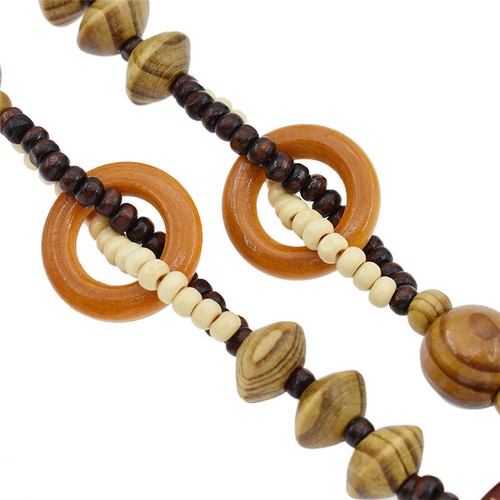 Collar Colgante de Cuentas de Madera de Colección Cadena de Suéter Largo Joyería Tallada al Sol - Imagen 3 de 6