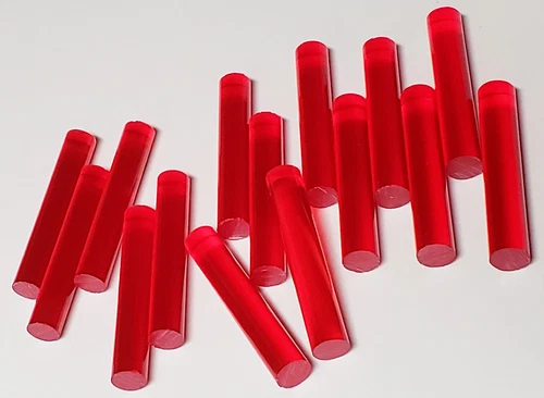15 Pcs 1/2” x 3” LONG CLEAR RED TRANSLUCENT ACRYLIC PLEXIGLASS LUCITE ROD DOWELS