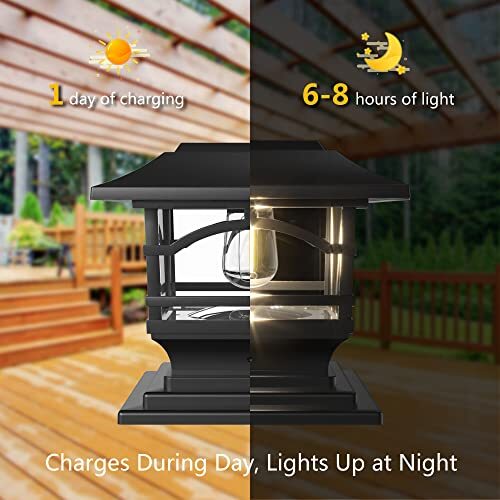 Edison Solar Outdoor Post Cap Lights - 4X4 5X5 6X6 - Bright LED Light for  - Picture 5 of 6