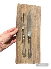 Griffon Antique Carving Set Mounted On 5”x12” Wood Plaque With History On Back