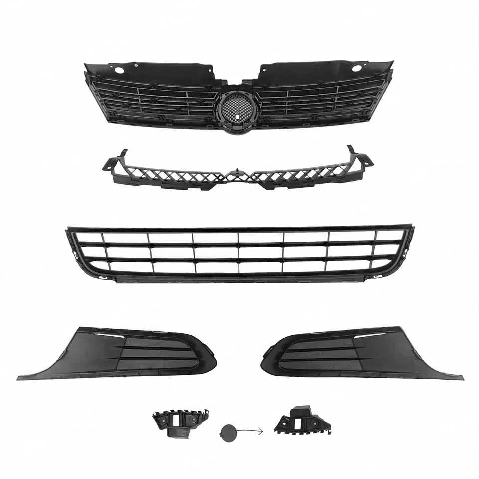 8PC For 2011-2014 Volkswagen Jetta Front Grilles Fog Light Covers Bumper Bracket - Изображение 3 из 4