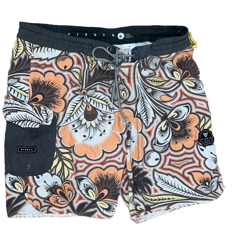 Vissla Board Shorts Swim Trunks Suit Poly Stretch Size 34