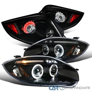 For Mitsubishi 06-11 Eclipse Pearl Black Halo Projector Headlights Head Lamps